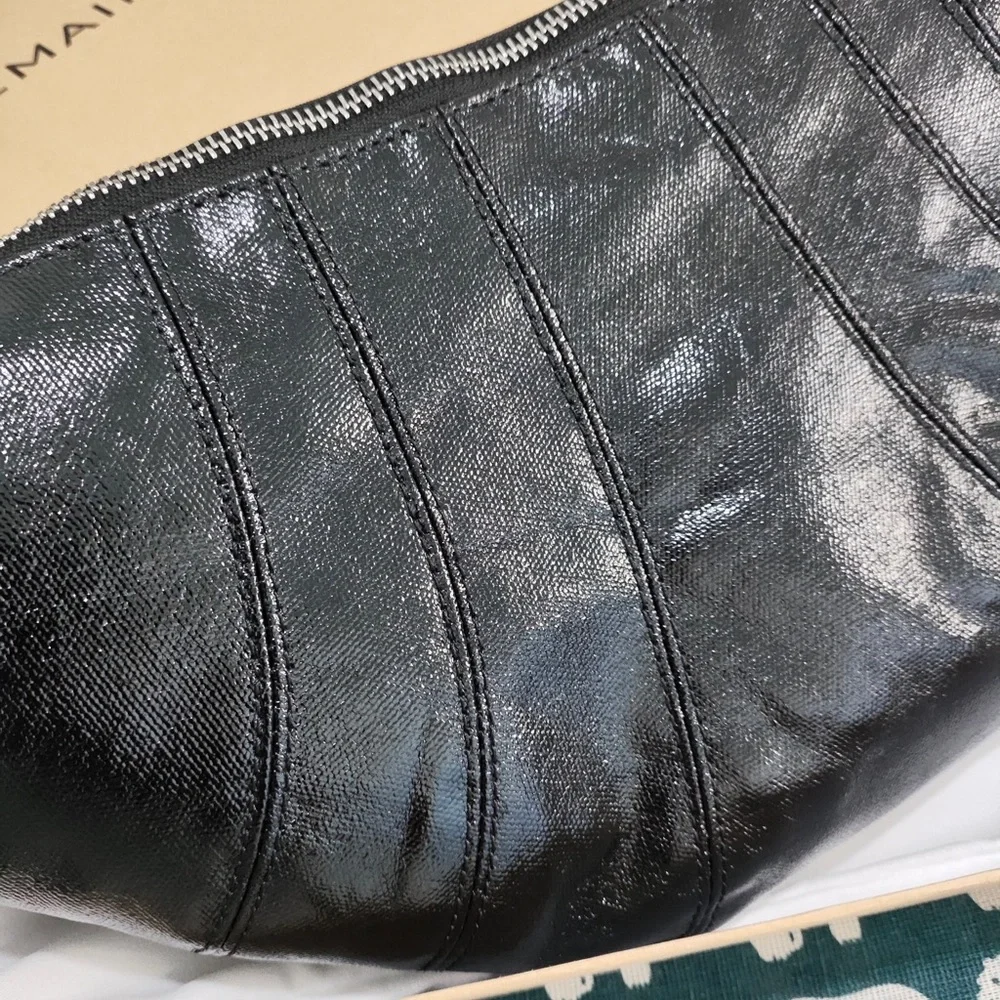 Lemaire Black Leather Crescent Bag with Wide Strap